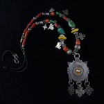 Collana berbera in corallo e argenti