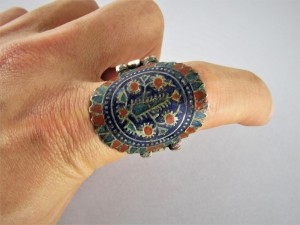 Anello Multan in argento smaltato - Pakistan