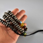 Antico rosario islamico in corallo nero - tasbih
