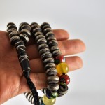 Antico rosario islamico in corallo nero - tasbih