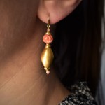 Orecchini in oro e antico corallo rosa