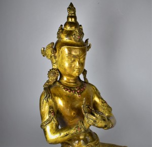 Scultura in bronzo dorato - Buddha Vairochana