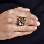 Antico anello in argento e pasta vitrea - Pashtun