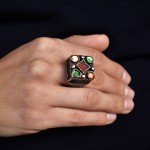 Antico anello in argento e pasta vitrea - Pashtun