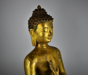 Scultura in bronzo dorato - Buddha della medicina