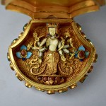 Ghau in argento dorato, turchese e corallo