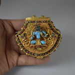 Ghau in argento dorato, turchese e corallo